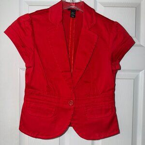 H&M Red Short Cap Sleeve Cropped Blazer